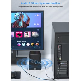 FOINNEX VGA to HDMI Cable 4.5M, Old PC Style New TV/Monitor with HDMI, VGA to HDMI Cord Converter Adapter with Audio for Laptop to Projector