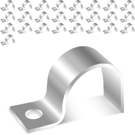 Jyvex Pack of 25 Metal Cable Clamps V2A Stainless Steel Pipe Clamps 20 mm Single Hole U Pipe Clamps Mounting Clamp Hose Buckle Pipe Holder Clamp for Pipes Diameter 20 mm