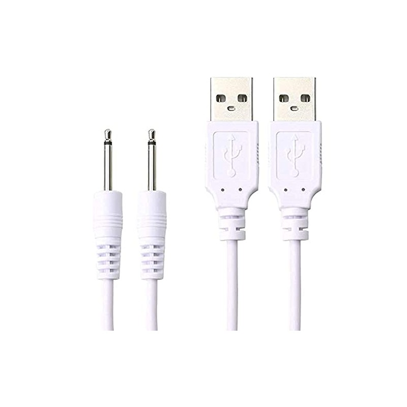Accessonico Replacement-Charging-Charger-Rechargeable-Massagers, DC Cable USB Cord - 2.5mm (2 Pack)