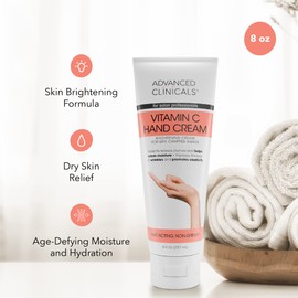 Advanced Clinicals Vitamin C Body & Hand Lotion Moisturizing Skin Care Cream For Hands & Body – Intense Soothing & Hydrating Vitamin C Hand Cream Moisturizer For Dry Cracked Hands, Large 8 Fl Oz