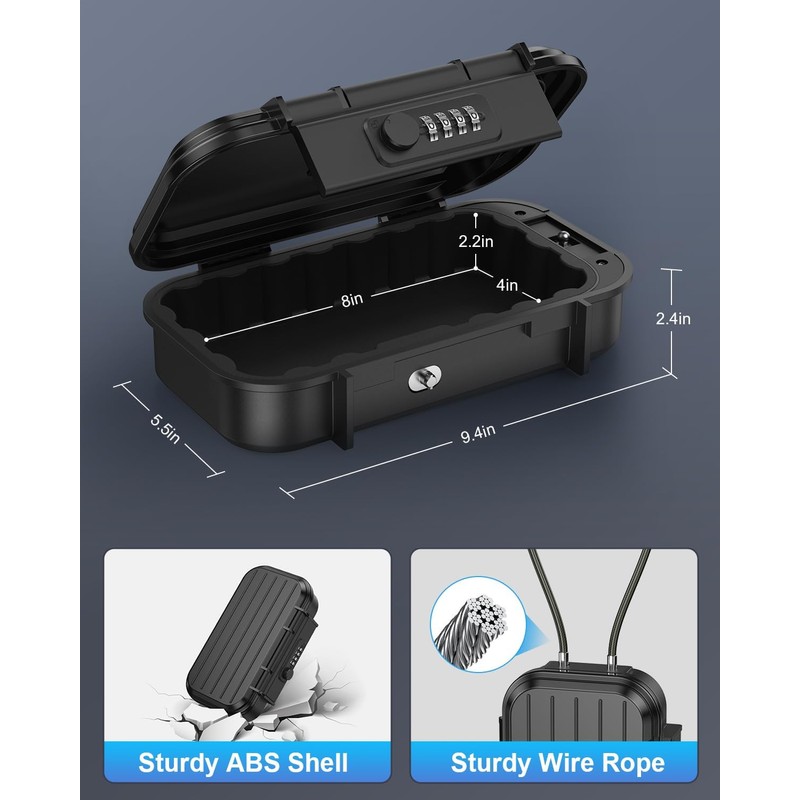 temracha Portable Lock Box, Combination Security Case LockBox with Code,