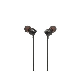 JBL Tune 110 - in-Ear Headphones Pure Bass Sound, 1-Button Remote, Microphone and Tangle-Free Flat Cable (Black)