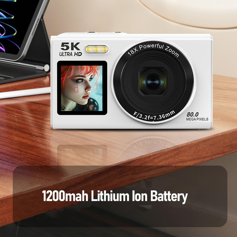 5K Digital Camera for Photography, 80MP WiFi Vlogging Camera with