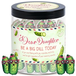 DEARMINE 60 Positive Pickle Cards Jar for Daughter with Affirmation Cards, Daughters Birthday Gift Ideas from Mom, Dad, Daughter Gifts, Unique Birthday Gifts for Daughter in Law