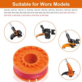 6 PCS Strimmer Spool for Worx WA0010 and 1 Pcs replacement cap, Lawn Mower Line Replacement, Trimmer Line Refills 10ft, 0.065 Inch Autofeed Spools Compatible with Worx Grass Trimmer and Weed Eater