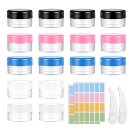 50 Stück Döschen, 20ml Plastik Döschen, Leerdose klarer Tiegel, Cremedose Leer Transparent Tiegel mit Spatel und Etikett，Reise Töpfchen Döschen Set für Mini-Kerzen Kosmetik