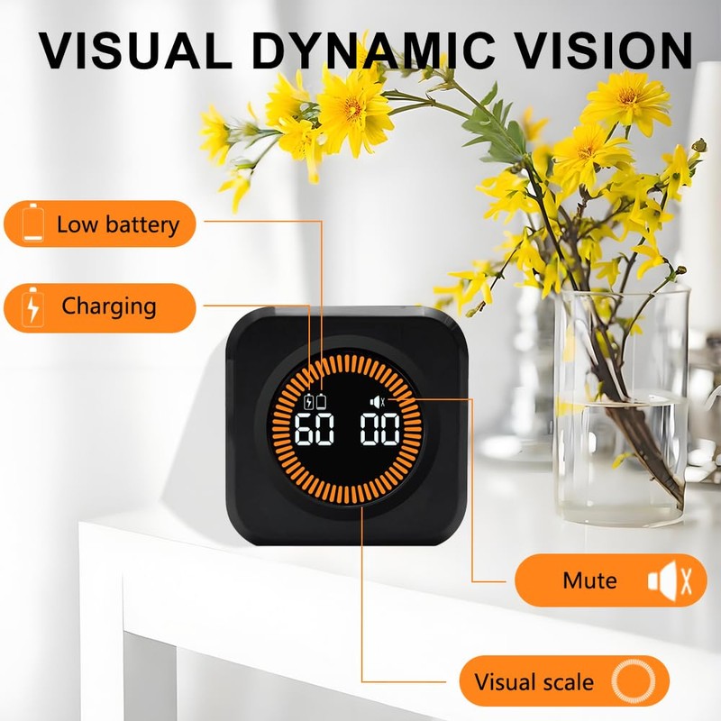 Visual Rotating Timer with 5, 10, 25 50 Minutes Preset,