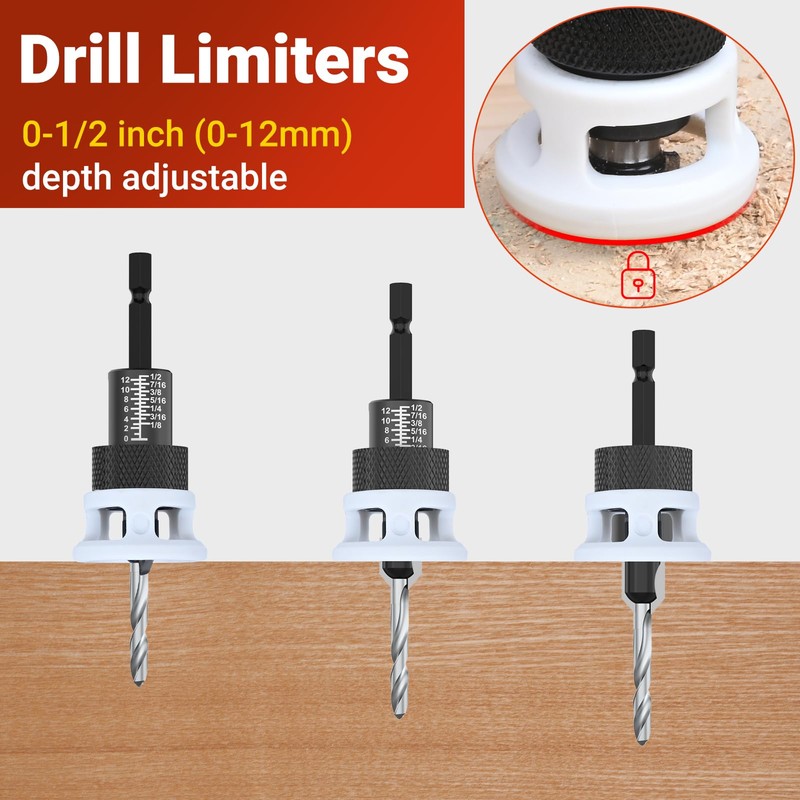 Preciva Countersink Drill Bit Set for Wood, 7 PCS Counter