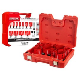 Diablo Bi-Metal Hole Saw Set for Plumbers - Fits with Snap-Lock Plus Mandrel System - 11 Saw Cups, 2 Snap-Lock Plus Mandrels, 2 Pilot Bits, 2 Adaptor Nuts - DHS17SPL