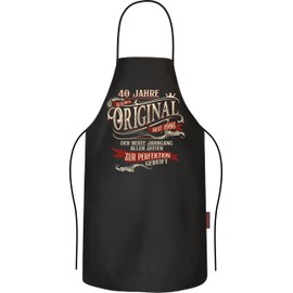 LOBO Barbecue Apron for Men for 40th Birthday: Bester Jahrgang 1986-40 Jahre zur Perfektion gereift - Cooking Apron Kitchen Apron Made of Pure Cotton Black