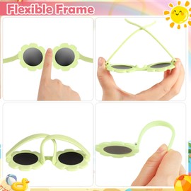 Hifot Baby Sunglasses with Strap, Cute Flower Polarized Sunglasses UV400 Protection for Infant Baby Girl Age 0-24 Months