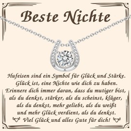 PDTU Gift for Daughter, Sister, Niece, Granddaughter, Best Friend, Horseshoe, Lucky Charm Necklace for Teenagers, Girls for Exams, Birthday, Graduation, School, Christmas, Wedding, Christening,