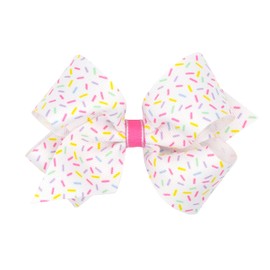 Wee Ones Girls' Birthday-Themed Printed Grosgrain Hair Bow on a WeeStay Hair Clip, Medium, Confetti