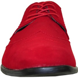 BRAVO Men Dress Shoe KING-3 Classic Faux Suede Oxford with Leather Lining - Wide Width Available,12 E(W) US,Red