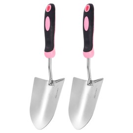 HARFINGTON 2pcs Garden Hand Shovels 13.23 x 3.39 Stainless Steel Transplanting Trowel with Handle Garden Tools for Gardening Weeding Planting, Pink