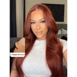 UNICE Bye Bye Knots 7x5 Pre Cut Lace Glueless Wig Reddish Brown Body Wave Wig Pre Bleached Invisible Knots Pre Everything Wig Human Hair Wig Pre Plucked 150% Density 14 Inch