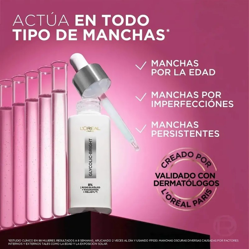 L'Oréal Paris Glycolic Bright Sérum Anti-Manchas, 8% Melasyl + Glicólico