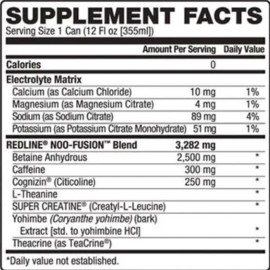 BANG REDLINE NOO Fusion - Carbonated PreWorkout Energy Drink | Peach Mango, 12 ct