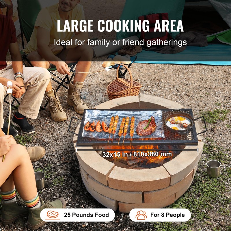 Happybuy X-Marks Fire Pit Grill Grate, Rectangle Cooking Grate, Heavy