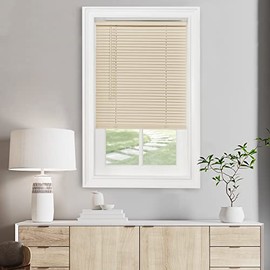 Cordless Light Filtering Mini Blind - 35 Inch Width, 64 Inch Length, 1" Slat Size - Alabaster - Cordless GII Morningstar Horizontal Windows Blinds for Interior by Achim Home Decor