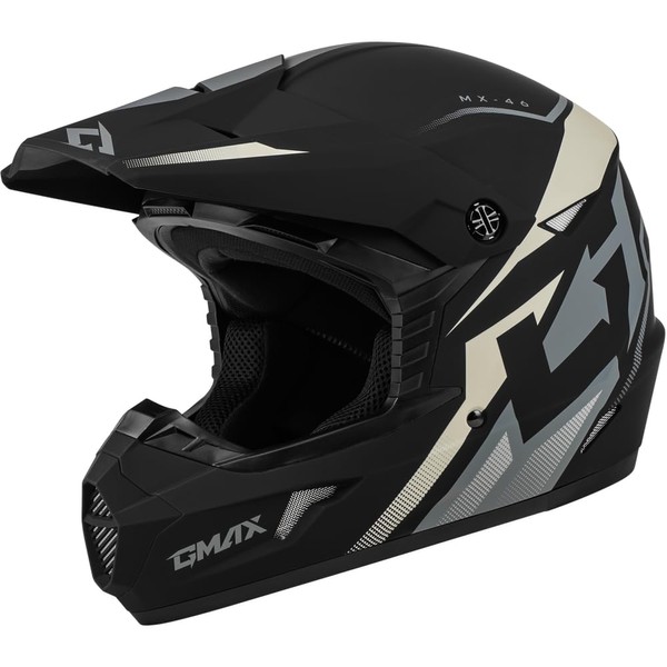 Gmax MX-46 Compound Off-Road Helmet (Matte Black/Grey/White, Medium)