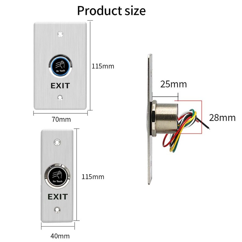 IR Infrared Sensor No Touch Exit Button Door Switch,NO&NC Stainless