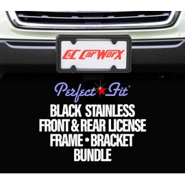 C&C Car Worx Front and Rear License Plate Brackets and 2 Black Stainless Steel Frames to fit 2018 2019 Subaru WRX & STI at Special Bundled Discount