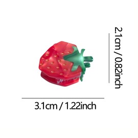 Mini Strawberry Hair Clips,Novelty Acetate Hair Clip,Mini Acetate Claw Clips for Women,Red