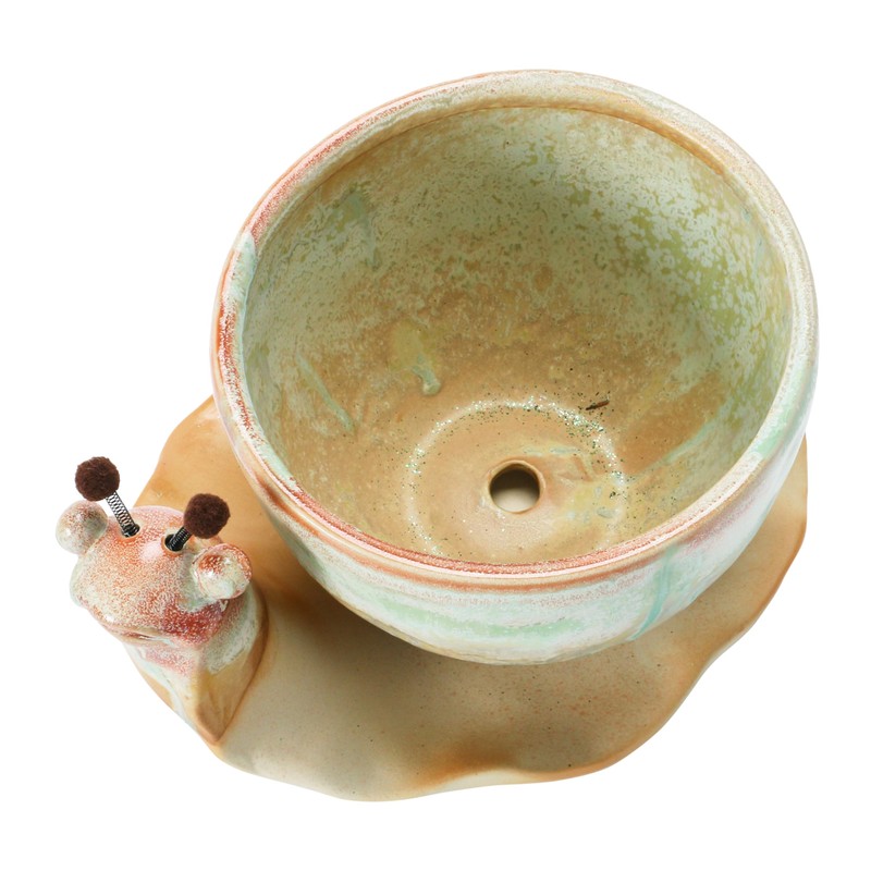 Creative Co-Op Stoneware Snail Planter, Reactive Glaze, (Each One Will