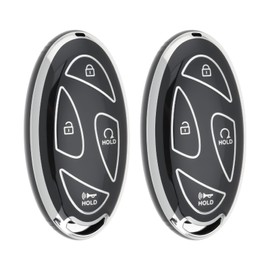 LT Easiyl 2Pcs 7-Button Key Fob Cover Compatible with Hyundai Loniq 6 5 Compatible with Kona SX2 EV (Black Silver Edge)