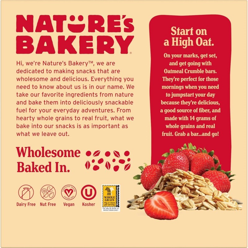 Nature's Bakery Oatmeal Crumble Strawberry Bars, 1.41 Oz, 6 Ct