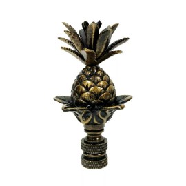 Lite Accents Lamp Finial-LARGE PINEAPPLE-Aged Brass Finish, Highly detailed metal casting-FS
