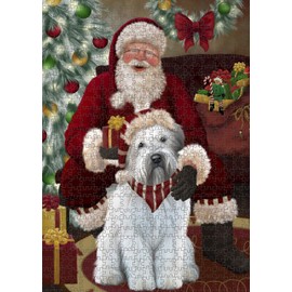 Santa's Christmas Surprise Wheaten Terrier Dog Jigsaw Puzzle for Adults - Animal Printed Interlocking Puzzle Game Artwork - Gift for Dog Lover's- 500 Pcs 14"x20", PZLE59669