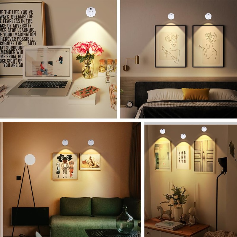 LEASTYLE Battery Operated Spotlight,LED Cordless Spot Lights Indoor with Remote,