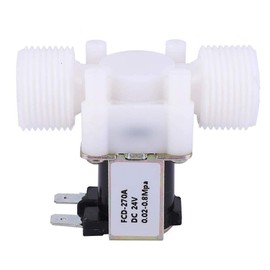 G3/4 NC Plastic Electromagnetic Solenoid Valve Male Thread for Water Inlet Normally Closed (DC24V)