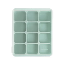 PETINUBE Baby Food Storage Silicone Cubes with Clip-On Lid Freezer Tray Baby Food Soups Purees Ice Safe Design Made in Korea(12cubes 1.5oz, Ocean Blue Set of 2)