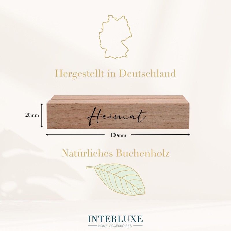 Interluxe Kartenhalter - Heimat - Grußkartenhalter mit Spruch Zuhause Fotohalter