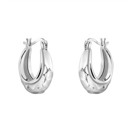 SOFIA MILANI - Women's Earrings 925 Silver - Hammered Hoop Earrings, Sterling Silver
