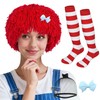 3Pcs Rag Doll Wig Women Red Yarn Cosplay Wigs Short