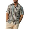 Hardaddy Men's Striped Shirts Casual Short Sleeve Button Down Summer