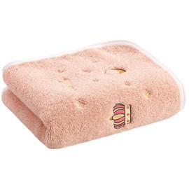 Plus Nao Towel with Loop, Face Towel, Single Item, 13.8 x 29.5 inches (35 x 75 cm), Towel, Rectangular, Crown, Embroidery, Soft, Bath Supplies, Washroom, Bathroom, Kitchen, Queen × light pink