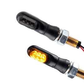 Germany Motorsports Motorcycle LED Mini Indicator Spark Black Smoke Tinted Mini Indicator E-Approved Front Rear 12 V (1 Pair)