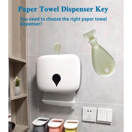KLIVYA - Llave dispensadora de toallas de papel de plástico, llave de repuesto para dispensador de toallas de papel, paquete de 5 + 2 llaveros