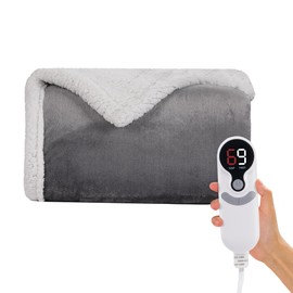 Minervada Heated Blanket Electric Blanket Full Size 72''x84'', Soft Flannel Heating Blanket with 1-10 Hour Auto Off - 6 Heat Settings - Machine Washable - Light Grey