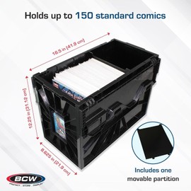 BCW 1 BCW BLACK Short Comic Book Bin - Heavy Duty Acid Free Plastic Stackable Box