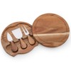 ILEAF Round Slide-Out Acacia Wood Cheese Board and 3 Piece
