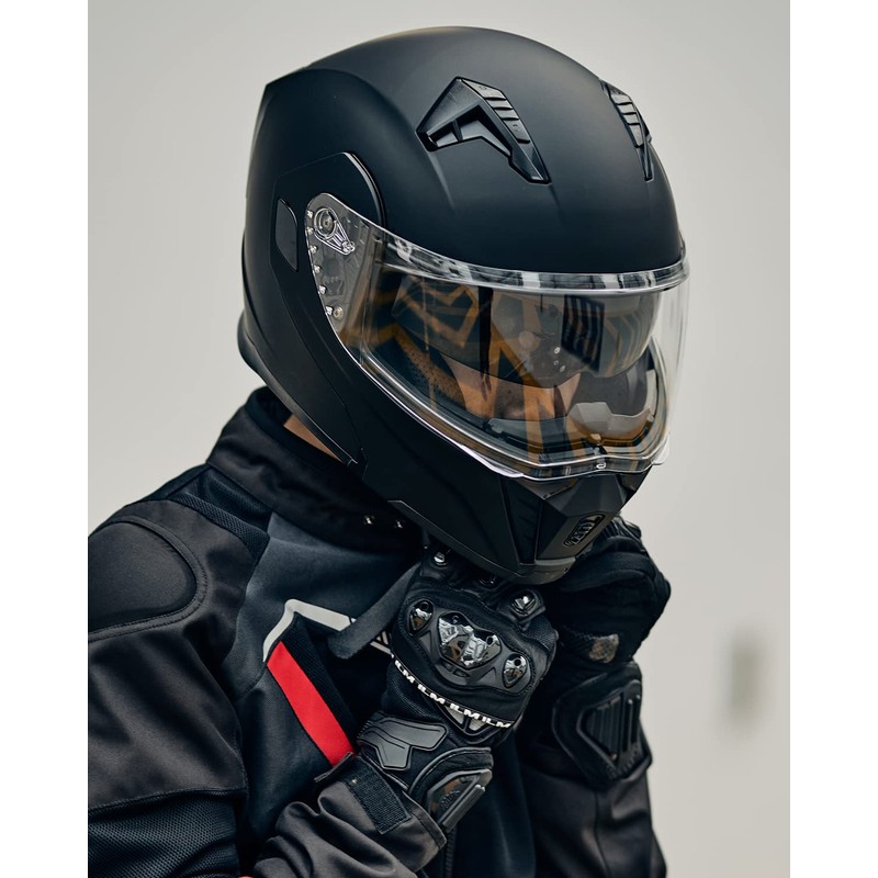 ILM Motorcycle Dual Visor Modular Flip up Full Face Helmet