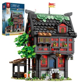 Reobrix Medieval crusader inn Building Block Set, Medieval Series Collectible Architecture Display or Home Office Decor, Creative Construction Building Kits 66017, Gifts for Adults, Teens 14+(3214PCS)