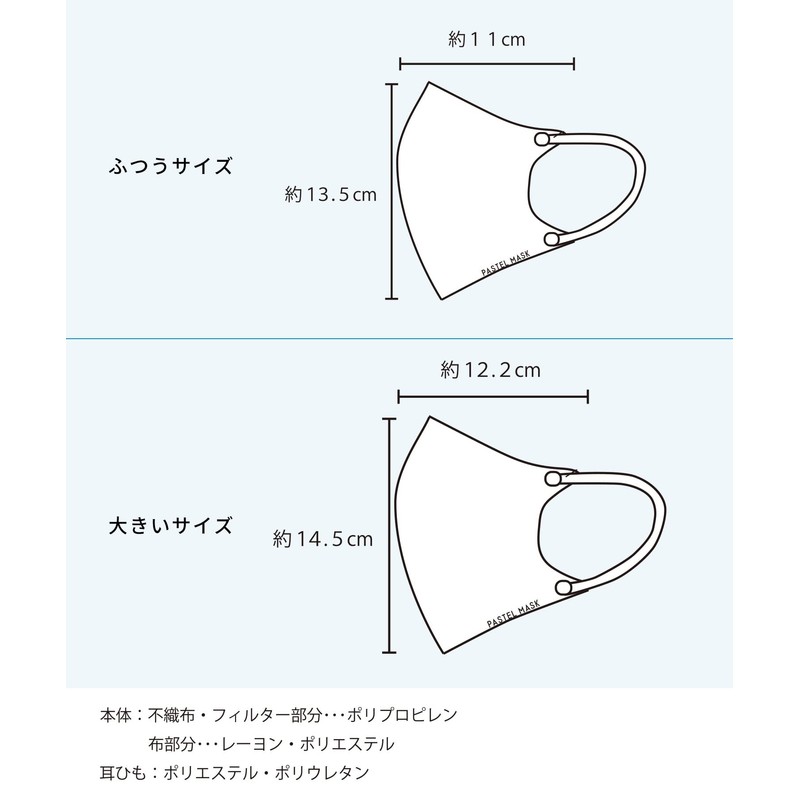 [PASTEL MASK] パステル マスク 不織布 冷感 ひんやり 立体 3D 三層構造
