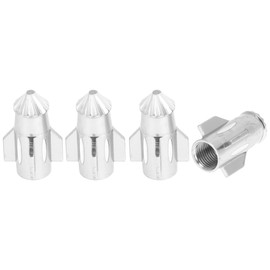 HEROFFIX 4 Pcs Pointed Head Rocket Shape Tire Valve Stem Caps Decorative Tyre Valve Dust Covers 7x27mm Silver Tone Aluminum Alloy